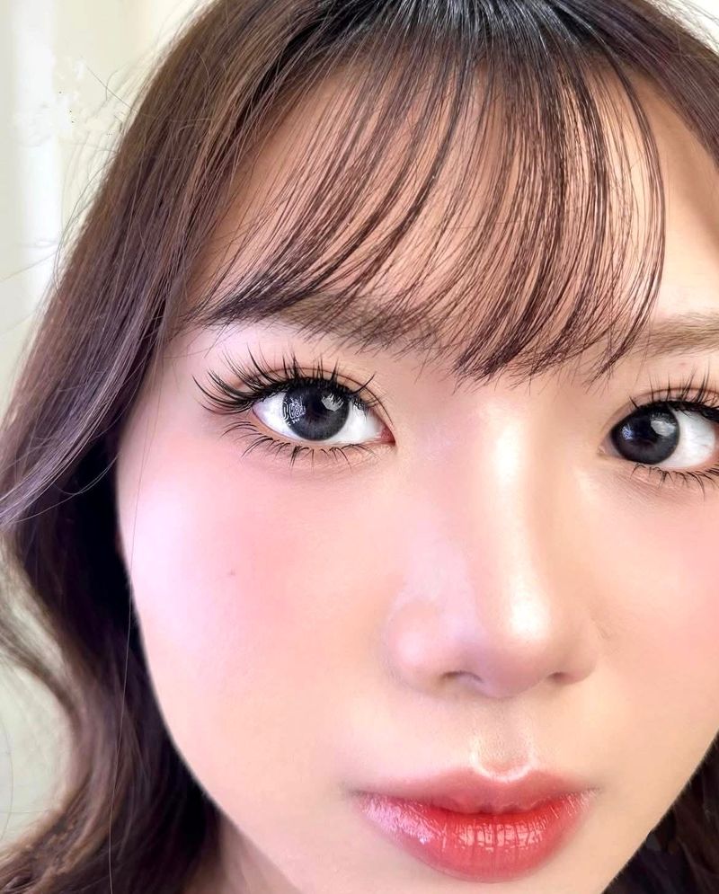 Doll-eye lash extensions, close-up portrait
